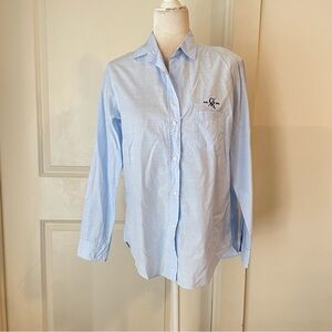 Grayson Frank and Eileen Light Blue Button-Up Cotton Shirt Sz 2/ S PATCH